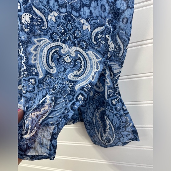 Cover 2 Cover Blue Sheer Paisley Patterned V-Neck Swim Coverup L Women’s EUC - Picture 3 of 10